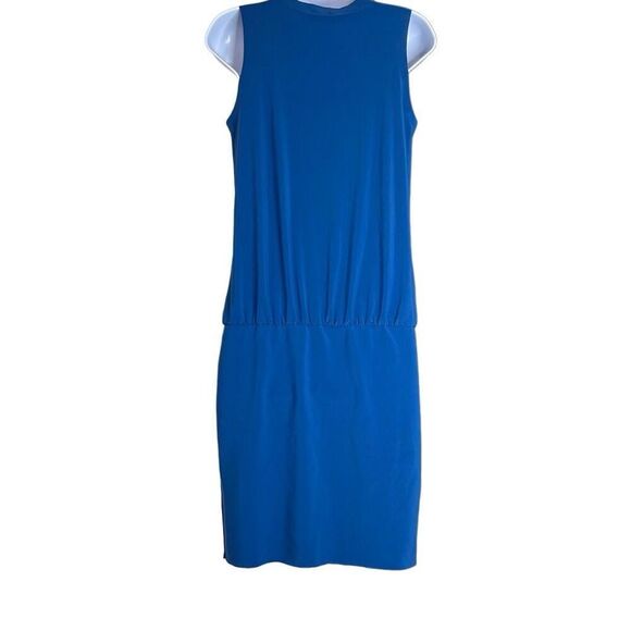 Norma Kamali Cobalt Blue Drop Waist Sleeveless Mini Dress XS Workwear Minimalist - Picture 2 of 13